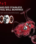 Illustration displaying the CFSW Spinning Reel 7 Plus 1 Shielded Stainless Steel Bearings With Enhanced Drag System for ocean fishing.