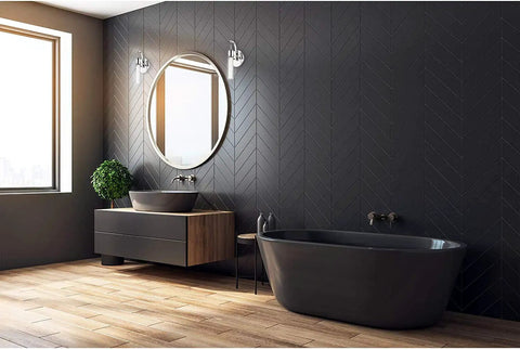 Modern Matte Black LED Wall Sconce With Bubble Glass, Indoor Vanity Light for Bathrooms, integrated LED on black wall