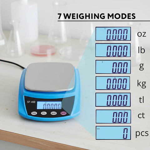 Pro Grade Digital Lab Scale Analytical Balance For Laboratory 0.01g Accuracy High Precision Weighing Device showing 7 modes