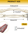 White Vintage Cabinet Pulls 10 Pack With 3.8 Inch Center Hole Spacing For Cabinets And Drawers Premium Aluminum Alloy Handles For Kitchen Cupboards Wardrobe Nightstands Screws Included For Easy Install shown with dimensions and screw