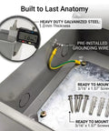 Heavy Duty Metal Outdoor Electrical Box Featuring Rock Solid Construction And Hella Secure Resettable Combo Lock For Effortless IP66 Waterproof Wiring Protection with galvanized steel and pre-installed grounding wire