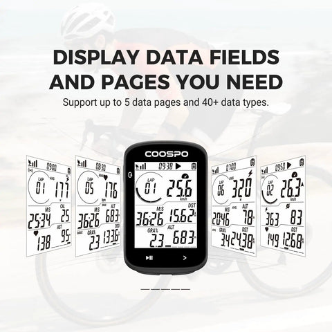 GPS Bike Computer With Wireless Cadence And Power Sensor Support 2.6 Inch Auto Backlight Display Bluetooth 5.0 ANT Plus