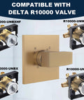 R10000 Series Shower Valve Trim Kit Replacement With Single Handle in Champagne Bronze Brushed Finish, compatible with Delta R10000 valve