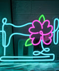 Floral Sewing Machine Neon Sign For Wall Decor LED Light Thats The Vibe With Colorful Floral Sewing Decor