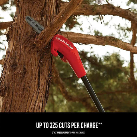 Cordless Pole Saw With 14 Foot Reach, 8 Inch Bar, 4.0Ah Battery And Charger Included, Angled Head For Precise Cuts in action