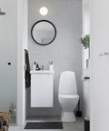 Modern bathroom with Gray Grasscloth Peel And Stick Wallpaper Self Adhesive Vinyl for Cabinets and Walls 17.7 Inch by 393.7 Inch
