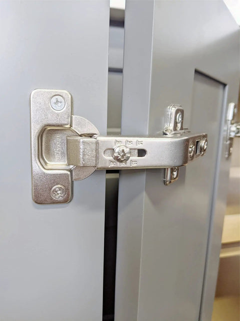 Heavy Duty Clip On Lazy Susan Hinge Set For Corner Cabinets Full Overlay 135 Degree Folding Door Hinges installed on kitchen cupboard