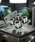 Heavy Duty Hydraulic Quick Coupler For Tractors And Crop Sprayers Rated At 3600 Psi Featuring Fast Push Pull Action That Works With Gloves On Cutting Down Downtime Big Time So You Can Finish Your Field Work Without Frustration Or Delays Today silver couplers on galvanized bracket