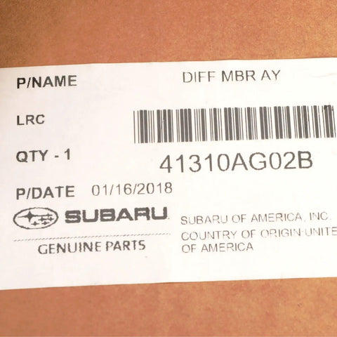 Subaru Genuine Oem Differential Mount Bracket Assembly Heavy Duty Drivetrain Component Straight Swap Bulletproof Replacement For Legacy Outback No Fuss Job product label showing part details and authenticity.