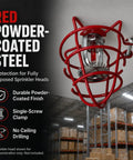 Fire Sprinkler Head Guards For Exposed Half Inch Heads Amp Up Your Rig With Durable Steel Guards Showcasing A Slick Red Powder Coat Finish 12 Pack ideal for warehouse environments.