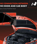 Front Hood Hinges Set For Jeep Wrangler JK 2007-2017 And JK 2018 showing hood open with hinges detail, durable steel construction.