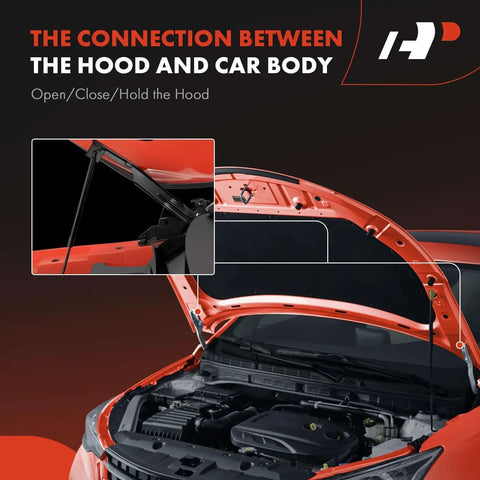 Front Hood Hinges Set For Jeep Wrangler JK 2007-2017 And JK 2018 showing hood open with hinges detail, durable steel construction.