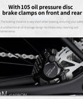 Close-up of Shimano 105 disc brake on Carbon Road Bike With 24 Speed Shimano 105 Di2 7170 Groupset Lightweight Carbon Frame And 700C Wheelset
