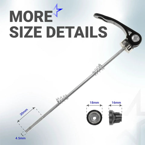 Quick Release Skewer Front And Rear Wheel Axles For Mountain Bike, Road Bike, And BMX Bikes, 4.5mm Diameter