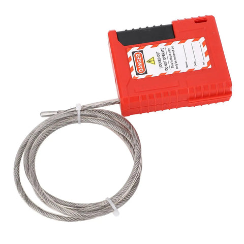 Lockout Cable Lock 1m Stainless Steel LOTO Lock With Warning Tags for circuit breakers and industrial use