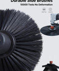Durable side brushes for Manual Walk Behind Floor Sweeper With 41 Inch Sweeping Path And 55 Liter Bin No Cord Wrangling.