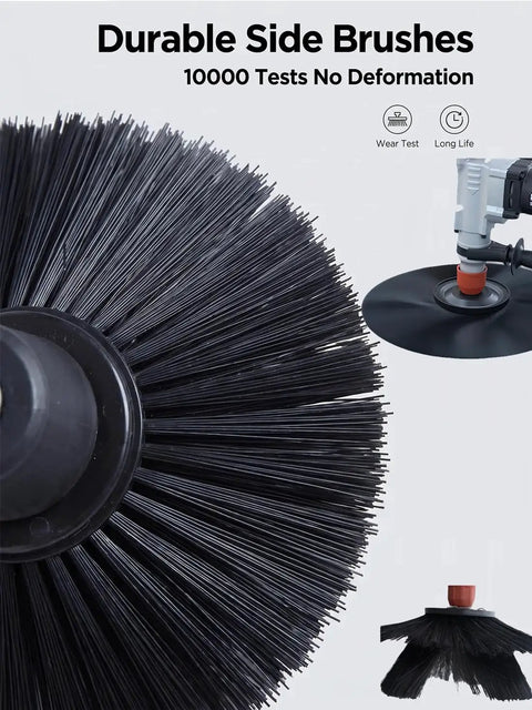 Durable side brushes for Manual Walk Behind Floor Sweeper With 41 Inch Sweeping Path And 55 Liter Bin No Cord Wrangling.