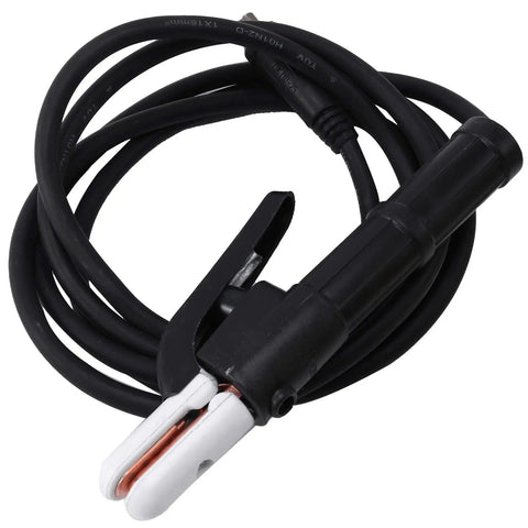 Heavy Duty Welding Clamp Electrode Holder With 10 Foot Cable Designed For Stick Welding Jobs Features Cool Grip Insulation and secure jaws.