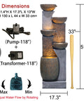 51.4 Inch Outdoor Water Fountain With Five Tier Showstopper Cascading Water Feature For Garden Patio Backyard Deck Porch And Home Art Decor With Lights And Pump Included
