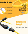 Industrial grade 18AWG wire with connectors for 100Ft LED Construction String Lights IP65 Waterproof ETL Certified Daylight 5000K.