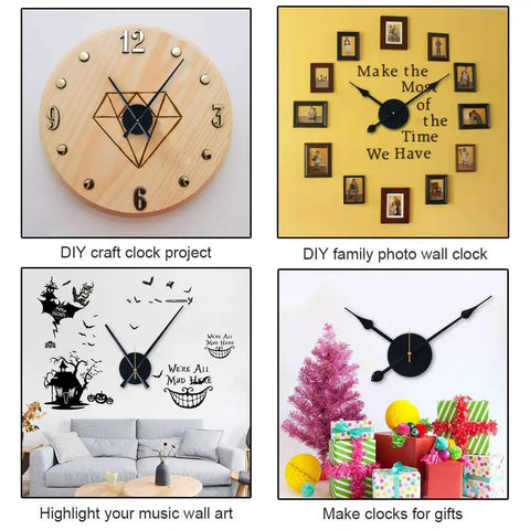 Two Pairs Of 3D Clock Hands For DIY Wall Clock Movement Quartz Mechanism Large Black Gold Hand Set For Home Decor