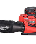 Cordless Eighteen Volt Quarter Sheet Finish Sander With Pro Grade Dust Collector And Variable Speed Dial for easy sanding jobs, side view.