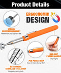 Ultra Strong Magnetic Pickup Tool With 8 Lb Pull, Stainless Steel Telescoping Magnet Reach 6.3 To 33 Inches with orange handle