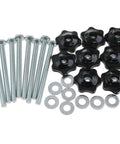 Eight Set T Track Knob Kit With Heavy Duty Galvanized Iron Screws And Black Hex Nuts Plus Galvanized Washers For Woodworking Fixtures