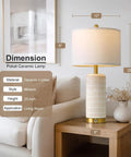 Set Of 2 Ceramic Table Lamps 24 Inch For Nightstands And Living Rooms Farmhouse Chic Modern Style White Finish Bedroom Bedside End Tables Ambient Lighting With Soft Glow, shown on end table.