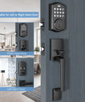 Matte Black Keypad Door Lock With Keyless Entry And Anti Peeking Password Auto Lock 50 Access Codes for left and right doors