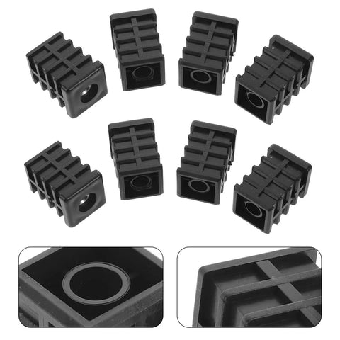 Plastic Tube End Caps And Adjustable Furniture Feet Pads Kit 12 Pieces with M8 Thread Integrated Nut Square Covers