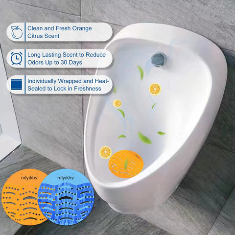 50 Pack Urinal Deodorizer Screens With Fresh Scent Blue And Orange Anti Splash Urinal Screen For Restrooms Restaurants Offices And Schools Keep Floors Clean Odors Down And Maintenance Quick And Easy