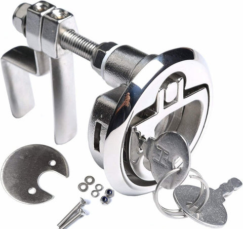 Mizugiwa stainless steel flush hatch lift for marine boat, locking style; set of 2 with keys and mounting hardware