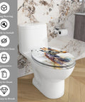 Elongated Toilet Seat for Bathroom with artistic design, fit for standard toilets, easy to clean and install.