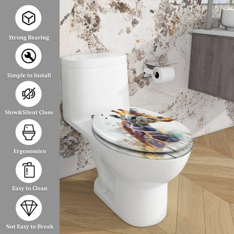 Elongated Toilet Seat for Bathroom with artistic design, fit for standard toilets, easy to clean and install.