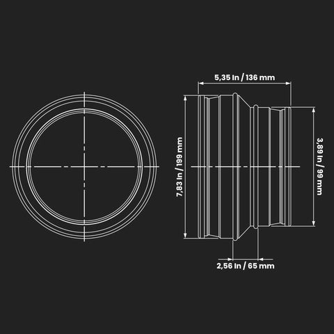 8 Inch To 4 Inch Duct Reducer Increaser Beefed Up Galvanized Steel Vent Pipe Adapter diagram with dimensions
