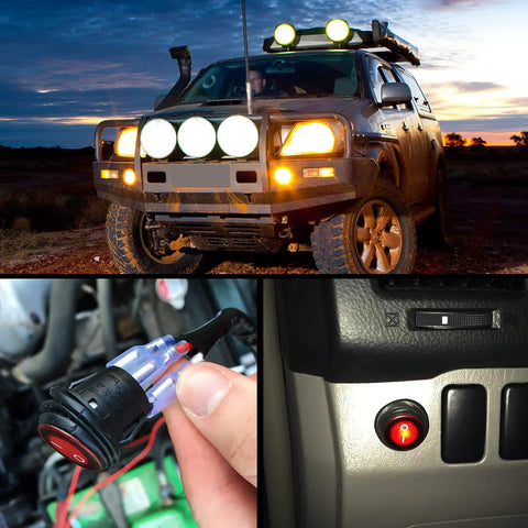 LED Light Bar Wiring Harness Kit With 2 Leads 12V On Off Switch Power Relay And Blade Fuse installed on off-road vehicle