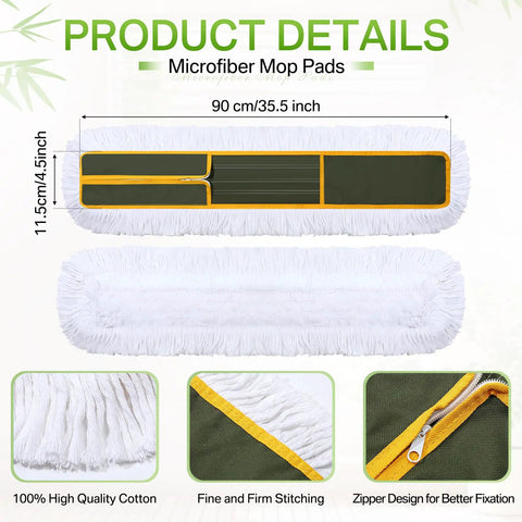 Three Pack 36 Inch Cotton Dust Mop Heads Commercial Refill Hella Thick Cotton Loop No Sweat Swapping Killer Absorbency For Warehouse And Hallway Floors Always - microfiber mop pads with zipper design, 90 cm x 11.5 cm.