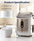 Crunchy Nugget Ice Maker For Countertop With Auto Cleaning 35 Lbs Per Day Portable Sonic Ice Machine With Handle Basket And Scoop