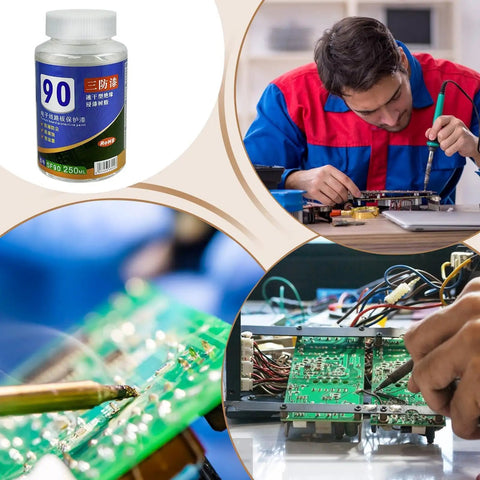 Waterproof Circuit Board Coating For PCB Boards, Clear Potting Compound And Electronics Sealant That Keeps Labels Visible, Shields Circuits From Dust And Moisture, Adds Protective Insulation, Perfect For Pros And DIYers In The Field 250ml bottle, PCB repair use