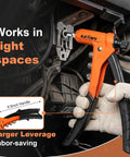 One-Handed 9.5 Inch Rivet Nut Tool Kit with 8 Mandrels and 80 Nuts used in tight space on metal panel