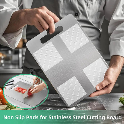 5 Pack 6x6 Inch Large Clear Self Adhesive Silicone Non Slip Pads For Rug To Carpet Gripping And Furniture Stabilization Glass Chair Mat Anti Slip Pads Easy Peel And Remove shown on cutting board