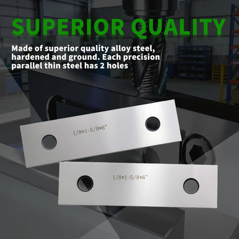 Ten Pairs Precision Parallel Thin Steel Set One Eighth Inch By Six Inch With 0.0002 Inch Accuracy Hardened Alloy Steel