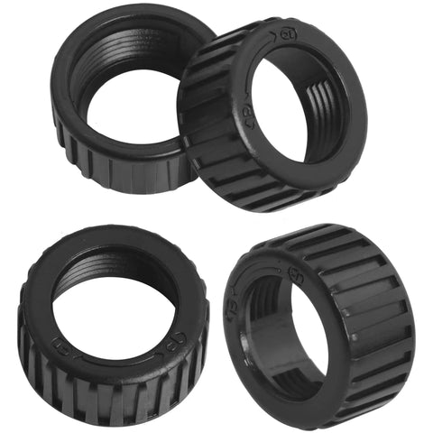 10Pcs Universal 17mm Ball Joint Adapter Kit With Fixed Ring Nut And Screw Cap, black plastic nut set, four nuts close-up