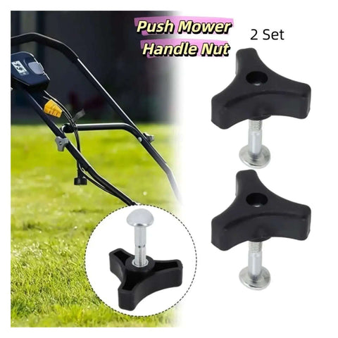 Heavy Duty Plastic Lawn Mower Handle Screw Nut Knob Kit With Tri-Cornered Design For Universal Fit Replacing Broken Fasteners On Most Major Power Equipment Brands Without Losing Grip, 2-set black mower handle nuts
