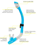 Tao Dry Snorkel With Dry-Top Valve, Flexible Lower Bore For Less Jaw Fatigue, High-Quality Silicone Mouthpiece and leak-proof breathing