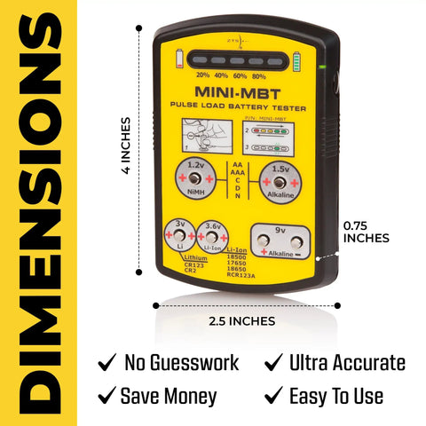 All-In-One Universal Battery Tester With LED Display Tests 15 Battery Types In Seconds For AA AAA C D 9V NiMH CR123 18650 Carry Case Included USA Made, front view