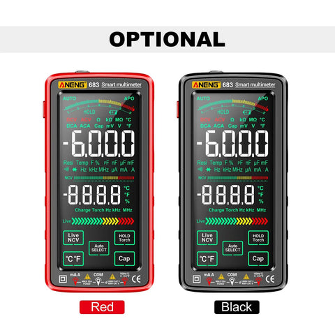 All In One Digital Multimeter With NCV Tester 6000 Counts Large VA Reverse Display in red and black options