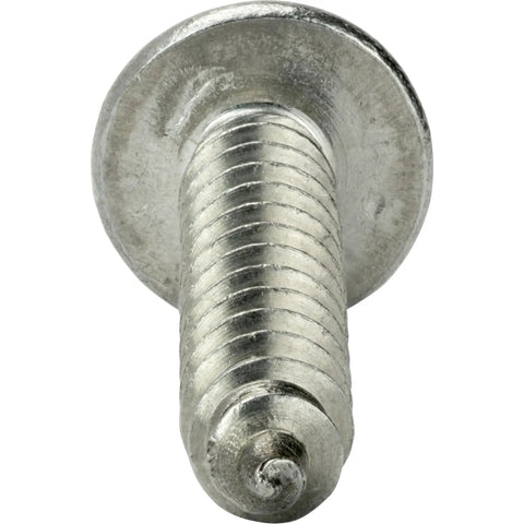 Heavy Duty Size 12 X Half Inch Truss Head Wood Deck And Sheet Metal Screws Full Thread Phillips Drive Stainless Steel 18 8 Bright Finish Self Tapping Rock Solid Hardware 50 Pack close-up image of screw head and threads.