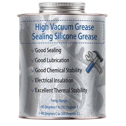 Front view of EDS RDUS SG01A high vacuum silicone grease can, 8 oz metal tin with blue text